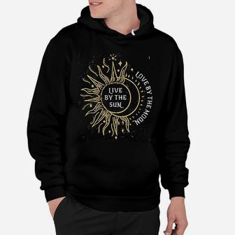 Live By The Sun Love By The Moon Funny Cute Sun Moon Graphic Hoodie - Seseable
