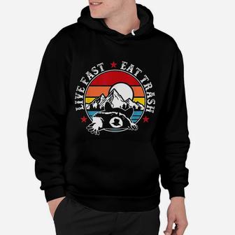 Live Fast Eat Trash Funny Raccoon Camping Hoodie - Seseable