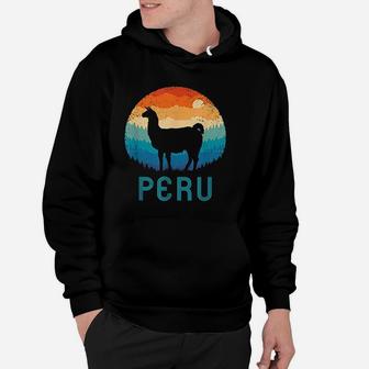 Llama Retro Machu Picchu Peru Vintage Alpaca Nazca Llamas Hoodie - Seseable