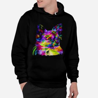 Long Hair Chihuahua Pop Art Portrait Art For Dog Owners Hoodie - Seseable