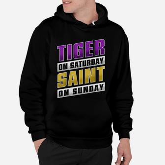 Louisiana Football Tiger On Saturday Saint On Sunday Hoodie - Seseable