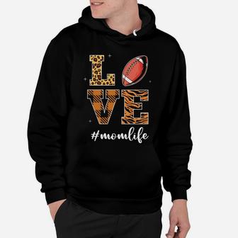 Love Mom Life Football Mom Leopard Plaid Gift For Mother Hoodie - Seseable