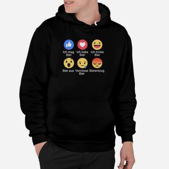 Lustiges Emoji-Reaktions-Hoodie für Bierliebhaber, Ich liebe Bier Motiv - Seseable