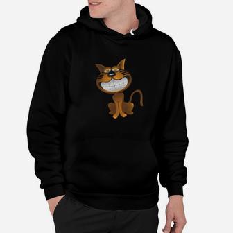 Lustiges Katzen-Gesicht Herren Hoodie in Schwarz, Tierfreund Mode - Seseable