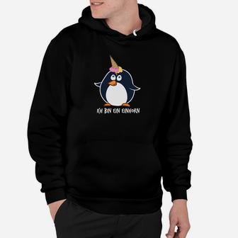 Lustiges Pinguin-Einhorn Hoodie Ich bin ein Einhorn, Schwarz - Seseable