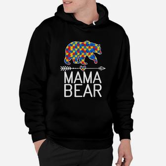 Mama Bear Awareness Puzzle Piece Support Autistic Hoodie - Seseable