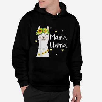 Mama Llama Sunflower Cute Llamas Funny Mom Mothers Day Gift Hoodie - Seseable