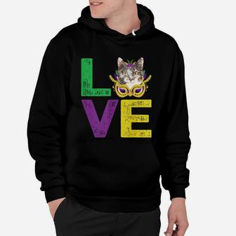 Mardi Gras Fat Tuesday Costume Love Calico Funny Gift For Cat Lovers Hoodie - Seseable