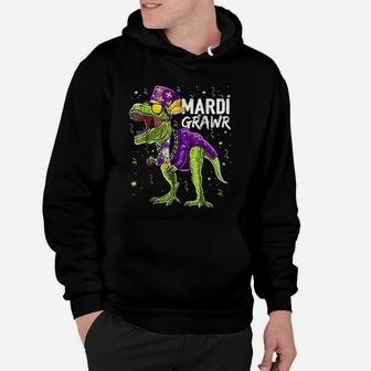 Mardi Grawr T Rex Dinosaur Mardi Gras Bead Hoodie - Seseable