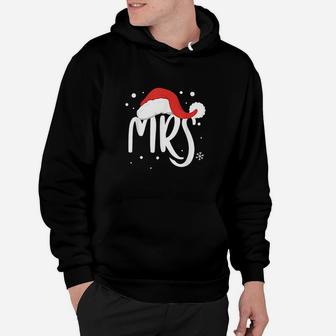 Matching Couples Mr Mrs Wedding Christmas Santa Hat Hoodie - Seseable