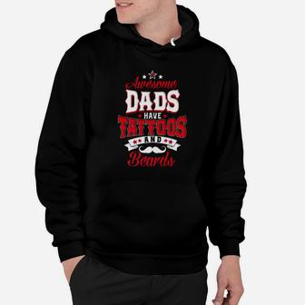 Mens Awesome Dads Have Tattoos And Beards Fathers Day Hoodie - Seseable
