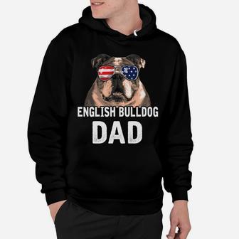 Mens English Bulldog Dad Fathers Day Gifts 4th Of July Hoodie - Seseable