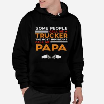 Mens Fathers Day For Trucker Papa Hoodie - Seseable