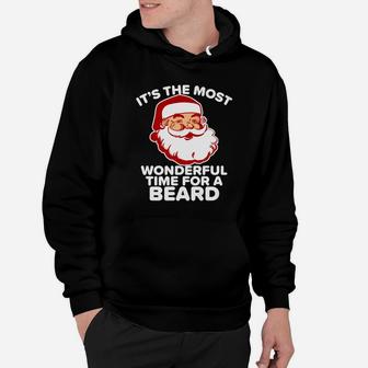 Mens Funny Santa Beard Wonderful Time For A Beard Vintage Hoodie - Seseable