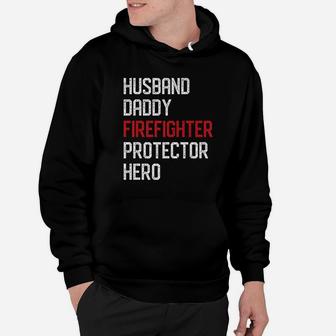 Mens Husband Daddy Firefighter Dad Fireman Hero Fathers Day Gifts Premium Hoodie - Seseable