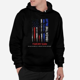 Men's I Back The Blue For My Son Thin Blue Line Police Dad T Shirt Hoodie - Seseable