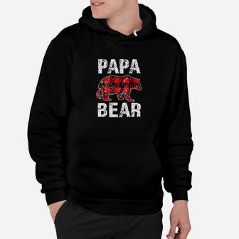 Mens Papa Bear Shirt Flannel Holiday Grandpa Mens Gift Hoodie - Seseable