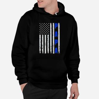 Mens Police Papa Thin Blue Line Fathers Day Gift From Daughter Premium Hoodie - Seseable