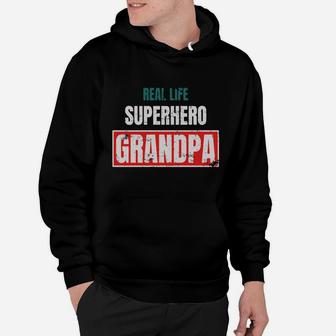 Mens Real Life Superhero Grandpa Distressed Style Gift Tshirt Hoodie - Seseable