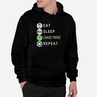 Mens Twin Dad Funny Eat Sleep Chase Twins Fathers Day Gift Hoodie - Seseable