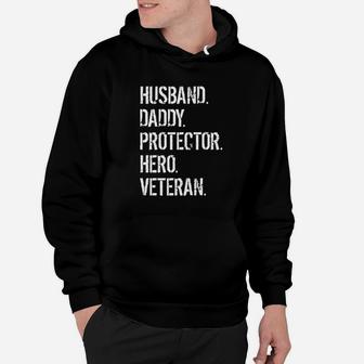 Mens Veteran Father Gift Husband Daddy Protector Hero Premium Hoodie - Seseable