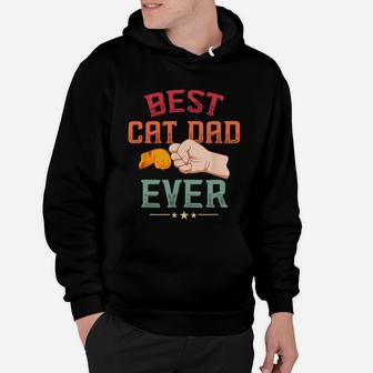 Mens Vintage Best Cat Dad Ever Paw Fist Bump Cat Hoodie - Seseable