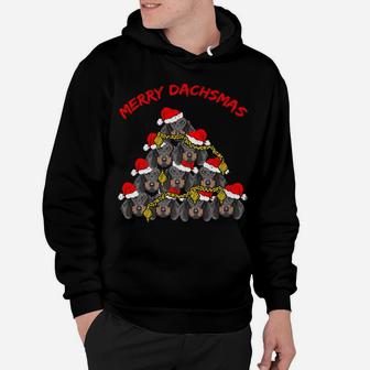 Merry Dachsmas Dachshund Dog Funny Ugly Christmas Tree Hoodie - Seseable