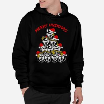 Merry Huskmas Husky Dog Funny Ugly Christmas Tree Hoodie - Seseable