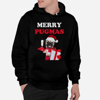 Merry Pugmas Santa Hat Christmas Funny Pug Dog Gift Hoodie - Seseable