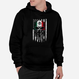 Mexican Skull 2021 American Mexican Flag 4 Th July Hoodie - Seseable