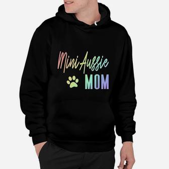 Mini Aussie Mom Rainbow Paw Print Australian Shepherd Dog Hoodie - Seseable