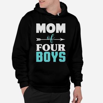 Mom Of Four Boys Mothers Day Four Kids Mommy Hoodie - Seseable