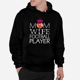 Mom Wife Football Player Simple Art Hoodie - Seseable