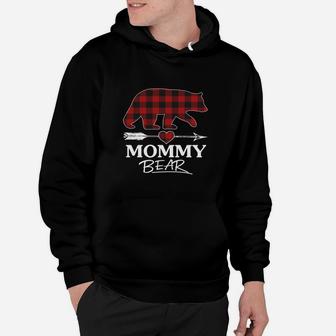 Mommy Bear Red Plaid Buffalo Matching Family Pajama Hoodie - Seseable