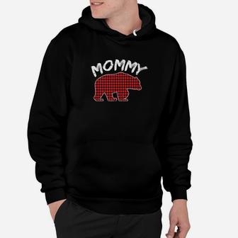 Mommy Bear Red Plaid Mom Matching Family Christmas Hoodie - Seseable