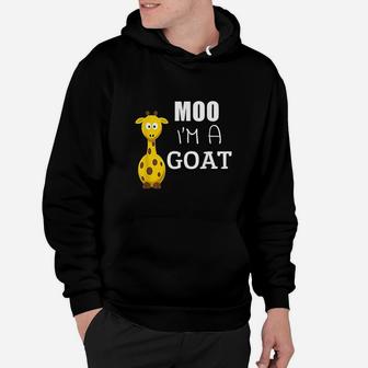 Moo I Am A Goat Funny Cartoon Giraffe Graphic Ironic Hoodie - Seseable