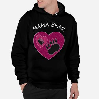 Mothers Day Heart Mama Bear Cute Paw Of A Bear Hoodie - Seseable