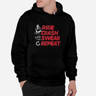 Mountain Biking Ride Crash Swear Repeat Classic Hoodie - Seseable