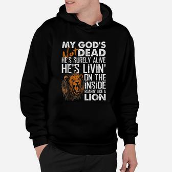 My Gods Not Dead Lion Christian Christ Cross Faith Hoodie - Seseable