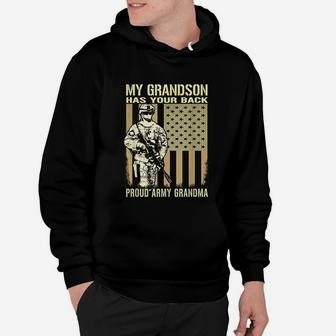 My Grandson Has Your Back Proud Army Grandma Military Gift Hoodie - Seseable