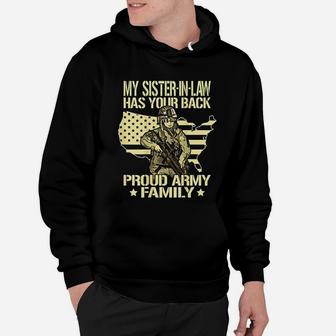 My Sister In Law Has Your Back Proud Army Family Sibling Hoodie - Seseable