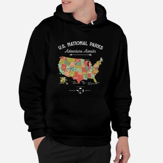 National Park Map Vintage T Shirt - All 59 National Parks Hoodie | Seseable CA
