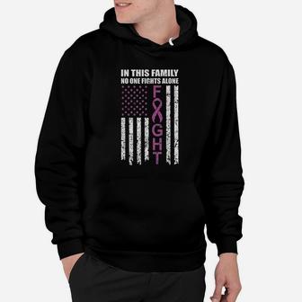 No One Fights Alone Hodgkin Lymphoma Awareness Us Flag Hoodie - Seseable