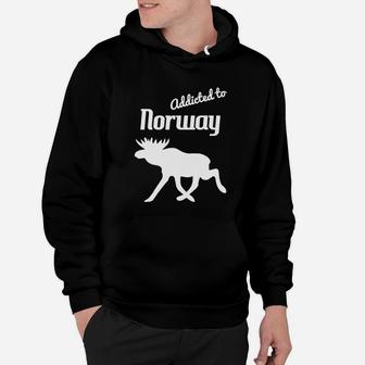 Norwegen-Liebhaber Hoodie, Elch-Motiv & Addicted to Norway Schwarz - Seseable