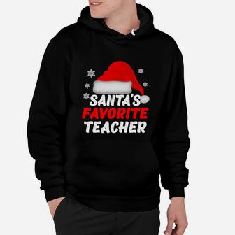 Official Santa’s Favorite Teacher Funny Christmas Women Gift Sweater Hoodie - Seseable