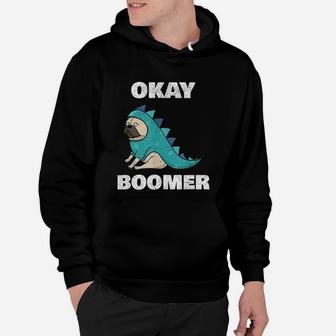 Ok Boomer Funny Ok Boomer Dinosaur Pug Okay Boomer Hoodie - Seseable