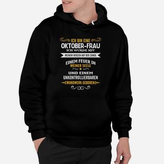 Oktober-Frau Geburtstags-Hoodie, Motivationsspruch Design - Seseable