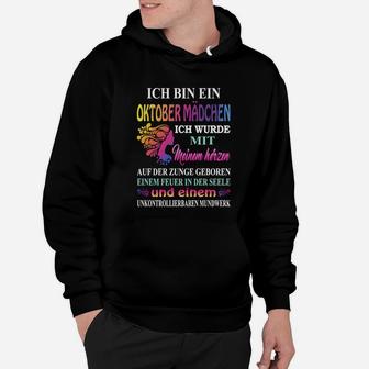 Oktober Mädchen Geburtstag Hoodie, Bunter Spruch Design - Seseable