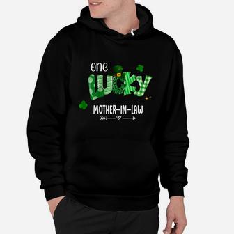 One Lucky Mother-in-law Shamrock Leopard Green Plaid St Patrick Day Family Gift Hoodie - Seseable
