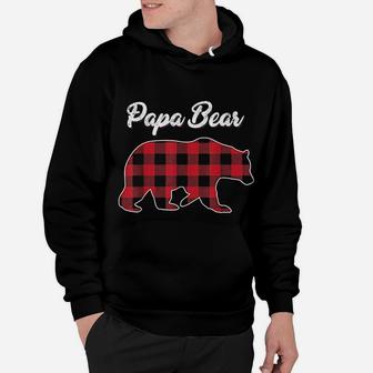 Papa Bear Christmas Pajama Red Plaid Buffalo Family Gift Hoodie - Seseable